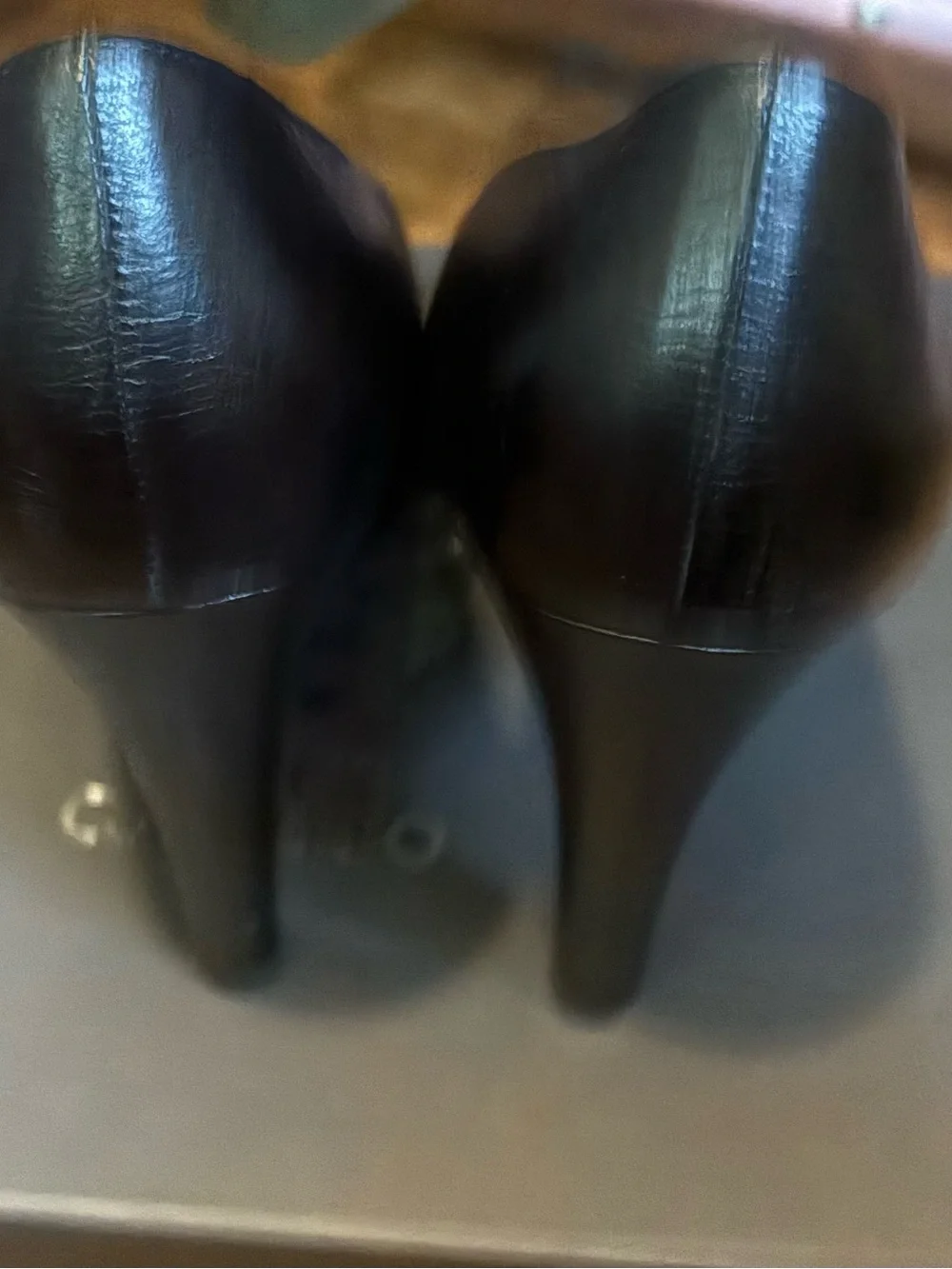 CHANEL Black Leather Peep-Toe Pumps with Gold CC Emblem